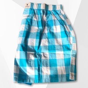 American Eagle Blue & White Plaid Cotton Boxers